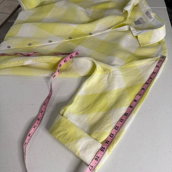 Chico’s Linen Shirt Dress Yellow No Iron Tab Sleeves Women’s XL-16 (Chico’s 3) - Picture 6 of 13